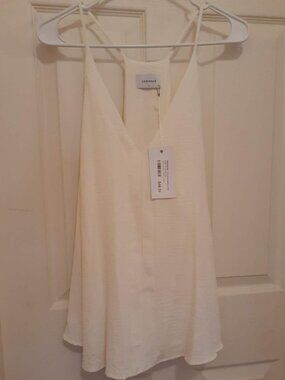 ADRIENNE Ivory Lined Racerback Tank Top